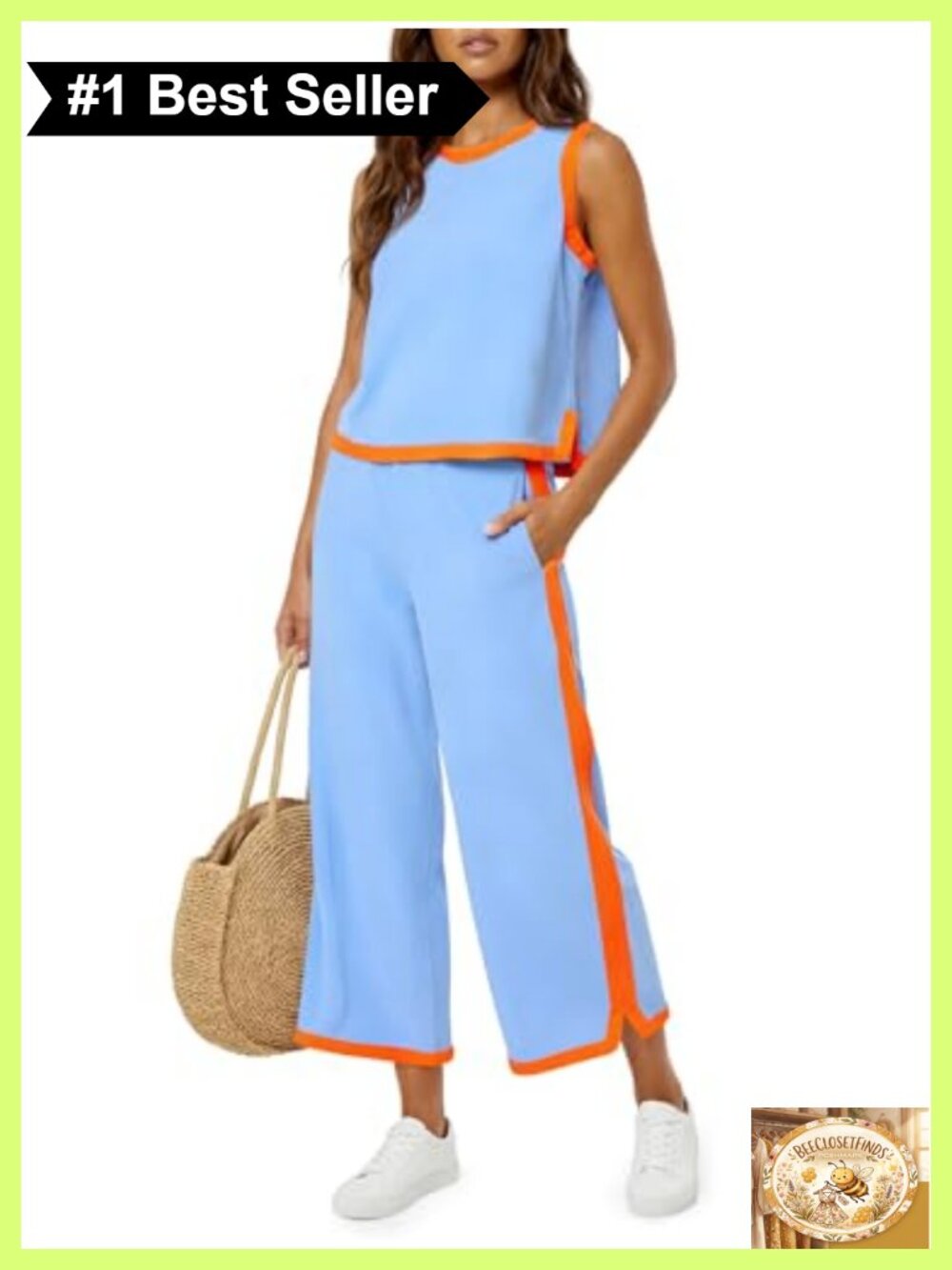Sleeveless Wide Leg Capris 2 Piece Tracksuit Set
